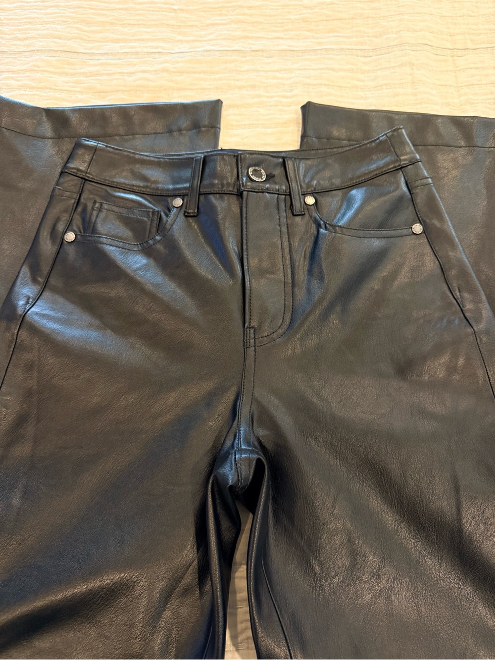 Veronica Beard Carson Ankle Flare Black Faux-Leather Flare Pants - Picture 7 of 14